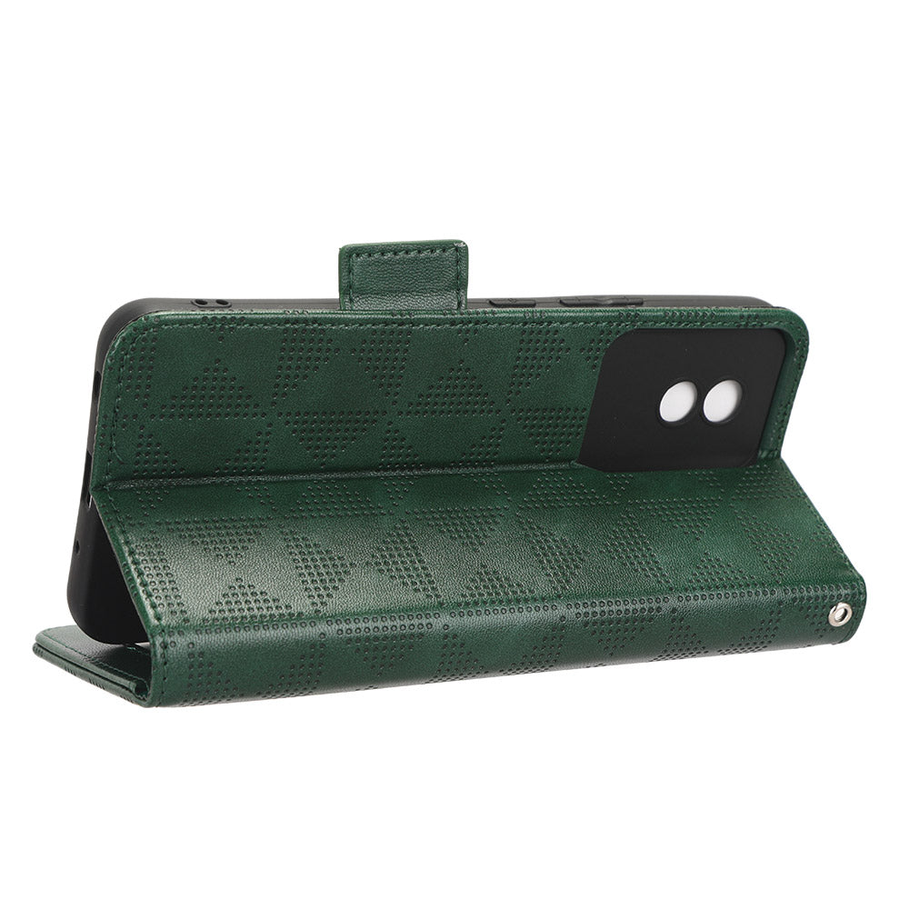 For vivo Y02 4G Protector Case PU Leather Imprinted Triangle Pattern Stand Phone Cover Wallet For vivo Y02 4G Protector Case PU Leather Imprinted Triangle Pattern Stand Phone Cover Wallet